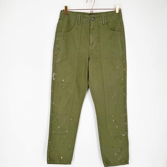 Veronica Beard Arya Straight Pants Paint Splatter Clover - Picture 2 of 7